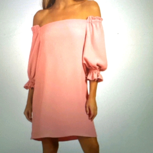 Trina Turk Shift Dress Equinox off shoulder style bubblegum pink size Small - Picture 8 of 9